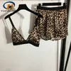 Vestido de duas peças 825 High End Sexy Leopard Print Suspender sob sutiã letra de short de cintura elástica do sutiã Conjunto de mulheres 230510