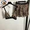 Abito a due pezzi 825 Bretella sexy con stampa leopardata di fascia alta sotto il reggiseno Top con elastico in vita Pantaloncini casual da donna 230510