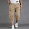 Mäns shorts plus storlek knä längd last shorts mäns sommar casual bomull multi fickor byxor beskurna korta byxor lösa kamouflageshorts 230510