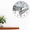 Wandklokken Clef Musical Notes Black Music PVC Digitale klok Modern Design Woonkamer Decor Large Watch Mute Hanging