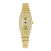 Начатые часы Женщины смотрят роскошные золотые серебристые полнокачественные бриллианты для моды маленький цифербл.