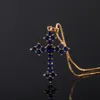 14K or pierres précieuses croix pendentif couleur argent mariage pendentifs collier pour femmes mariée charme fête tour de cou bijoux