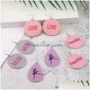 Charm New Design Pu Leather Earrings Ballet Friendship Mum Love Printed Round Teardrop Dangle Earring For Women Girl Party J Dhgarden Dhlpe