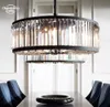 Welles Round Chandeliers Modern Retro led Black Clear Smoke Crystal Pendant Lights Fixture för sovrum vardagsrum hängande lampor lyster