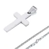 Chains Waterproof Cross Necklaces For Men Male Gifts Jewelry Anti Allergy Stainless Steel Plain Pendant With Rope Chain