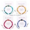 Beaded Natural Stone Agate Bead Bracelet For Women Fashion Resin Druzy Hamsa Hand Charm Bracelets With Card Handmade Woven R Dhgarden Dhv3A