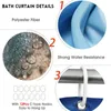 Zasłony prysznicowe 4 -częściowe 3D Niebieski marmurowy nadruk dywanowa pokrywka toaleta do kąpieli Maty Zestaw łazienki z 12 haczykami wystrój domu 230510