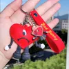 Rapper Bad Bunny Silicone Keychain Bad Rabbit Red Heart Keyrings para Backpack Acessórios Pingente de joalheria para homens Presente