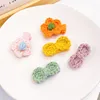 Accessoires pour cheveux 2 pièces/ensemble enfants mignon tricot fleur arc ornement Clips bébé filles belle ovale Barrettes épingles à cheveux enfants