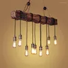 Lâmpadas pendentes Loft Vintage Industrial Wood Lamp Restaurant Bar Room de sala Cafe Sóia de madeira Luzes de madeira Suspensão