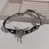 Kettingen vintage vlinder choker ketting punk goth sieraden verstelbaar zwart pu lederen kraag cadeau voor vrouwen