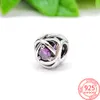 925 Sterling Silver Pandora Charm Luxurious Purple Eternal Round Charm Armband Fashion Girl Jewelry Gratis leverans