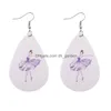 Charm New Design Pu Leather Earrings Ballet Friendship Mum Love Printed Round Teardrop Dangle Earring For Women Girl Party J Dhgarden Dhlpe