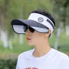 Wide Brim Hats Bucket Summer Men Retractable Visor Sun Korean Alphabet Empty Top Sunscreen Breathable Fishing Adjustable Unisex 230509