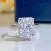 100% vero argento sterling 925 Radiant Cut Topaz Diamond Ring Party Wedding band Anelli per le donne Gioielli di fidanzamento da sposa