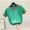 Frauen Strick T-Shirts Neue Koreanische Kurzarm Frauen Pullover Sommer Elegante O Neck Perlen Blume Gestrickte Tops Weibliche Plover Jum Dhtov