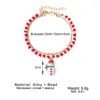 Braccialetti con ciondoli VKME Pupazzo di neve di Natale Bracciale rosso per le donne Albero di Babbo Natale Bambino Regali di gioielli con perline