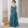 Abiti casual Abito senza maniche estivo Donna Elegante 2023 Abiti lunghi Boho con stampa vintage allentata