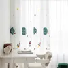 Kurtyna kreskówkowa kosmiczna rakieta haftowana na golę dla dzieci w sypialni salon Sheer okna zasłony luksusowe dzieci 20d3 230510