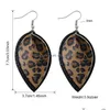 Charm Fashion Designer Leaf Water Drop Orecchini in pelle PU per donna Leopard Stripes Double Layer Dangle Party Jewelr Dhgarden Dham9