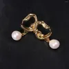 スタッドイヤリング天然淡水真珠ゴールドメッキエレガントなイヤリング培養白女性のためのジュエリー卸売