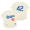 Mitchell and Ness Throwback Dodgers Honkbalshirt 42 Jackie Robinson Brooklyn 32 Sandy Koufax 34 Fernando Valenzuela Los Zwart Crème Angeles Wit Grijs Maat S-4XL