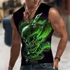 RUKAS Sleeveless T-shirt Sleeveless Men's Skull Graphic V-Neck Clothing 3D Printing Sports Running Sleeveless 3D Printing Original Pattern Daily Muscle