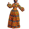 Zweiteiliges Kleid Afrikanische Kleider für Frauen Herbst 2-teiliges Set Dame Volle Ärmel Schulterfrei Festher Dashiki Drucken Geteilte Röcke Africna Kleidung T230510