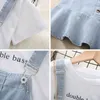 Kledingsets 4-12 jaar Girls Summer Suspender Jurk Little Princess Suit mode riemen denim overalls Send Bag Birthday Gift
