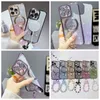 Gradient Magnetic Wireless Laddningsfodral för iPhone 15 14 Plus 13 Pro Max 12 11 Love Heart Soft TPU Luxury Bling Sparkle Glitter Clear Girls Chromed Cover med rem