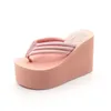 Slippers Women Fashion Summer Chunky Sole Wedges Heels Flip Flops Casual Shoes Arrival Waterproof Taiwan Sexy Lady Sandals 230510