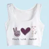 Kvinnors tankar Crop Top Women Peace Love Makeup 2 Gothic Harajuku Grunge Emo Tank kvinnliga kläder