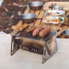 1 Conjunto de piquenique ao ar livre portátil fogão dobrável Equipamento de acampamento Incinerador de aço inoxidável grill mini fogão a carvão para churrasco