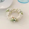 Hair Accessories Spring Rose Pearl Beaded Kids Ties Elastic Bands Ponytail Holders Summer Flower Children Ropes