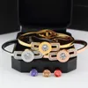 14K Or Hommes Dames Zircon Cubique Remplaçable Diamant Bracelet Baguette Carré Bracelet Bracelets Ouverture Taille Hiphop Bijoux