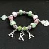 Brin fait à la main grec sororité rose vert cristal Bracelet Pentecôte lettre carte bouclier raccords pendentif breloque bracelets originaux