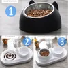 Alimentation 3 en 1 grande capacité pour animaux de compagnie fontaine d'eau automatique mangeoire pour chien chien détachable Double bol à boire chat support surélevé bols à vaisselle