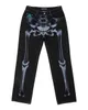 Men's Pants Gothic Fashion Skull Print Man Loose Baggy Jeans Y2k High Waisted Hiphop Denim Pants Street Male Black Dragging Trouses Casual G230510