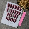 Unghie finte a spillo finte UV rosse con fiocco in cristallo pieno fiore rosa mandorla Set 26 pezzi medie personalizza logo fai da te