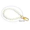 Porte-clés Imination Pearl Wrist Lanyard Keychain Anti-Lost Phone Charm Strap Pendentif