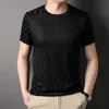 Designer 2023 Novo Jacquard Round Neck Manga curta T-shirt Summer Summer New Korean Casual Fashion Trend Color Solid Men's Camiseta