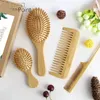 Hair Brushes 4 Buah Set Sisir Bambu Sikat Kayu Alami Rambut Detangle Anti statis Pijat Kulit Kepala Wanita untuk Perawatan Sehat 230510