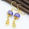 Dangle Earrings Bohemia Style Classical Design Fine Gold-color Gourd Cloisonne Pierced Long Drop Gifts Handmade Jewelry B2588