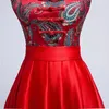 Etnik Giyim Uzun Cheongsam Kırmızı Kadın Çin Gece Elbisesi 2023 Çin Geleneksel Oryantal İpek Qipao Parti Elbiseleri Robe Chinoise