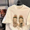 Женская футболка весна и летняя мода свободная веселая трехмерная украшение шнурки футболка с короткими рукавами женская T230510