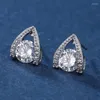 Brincos de Stud de237 Fashion Street Snap Delicidade 4A Zircão Triangular Geometria Ear Girl's Gift Party Jóias femininas 2023