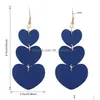 Charm Deaign Orecchini pendenti in pelle a forma di cuore per donna Ragazza Dichiarazione leggera Colorf Orecchini lunghi con nappe Gioielli Dhgarden Dhdhf