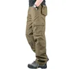 Calças masculinas Casual Tactical Masculino Elasticidade de bolso múltiplo Militar Tacitcal Tacitcal calça de carga gorda