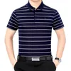 Männer Polos Pirkasan Seide T-shirt Kurzarm Lose Mittleren Alters High-end-Shirt Sommer Papa Revers