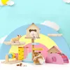 Toys Hamster House Gym Exercise Funny Ladder Slide Bell Climbing Wooden Hut Toy Pet Small Animal Play Hideout Nest